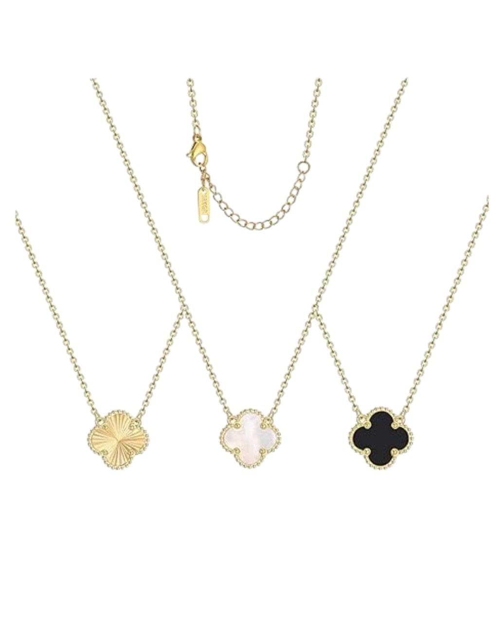 18K Gold Plated Stainless Steel Necklace Fashion Simple Four Leaf Clover Choker Necklace for Women