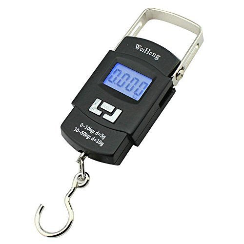Plastic Handheld Hanging Electronic Weighing Scale Upto 50 Kg (Black)