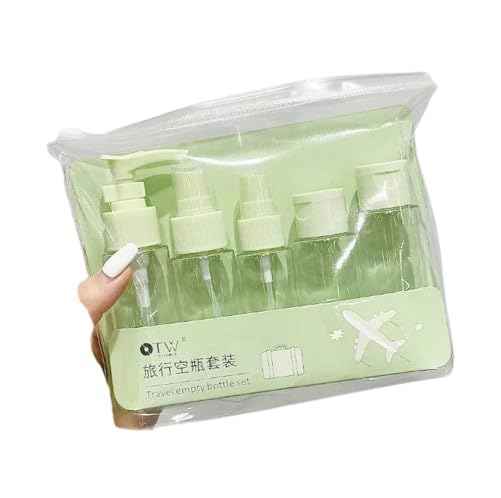 Travel Bottle Set in Leather Bag - The Perfect Companion for Your Trips Y (Green)