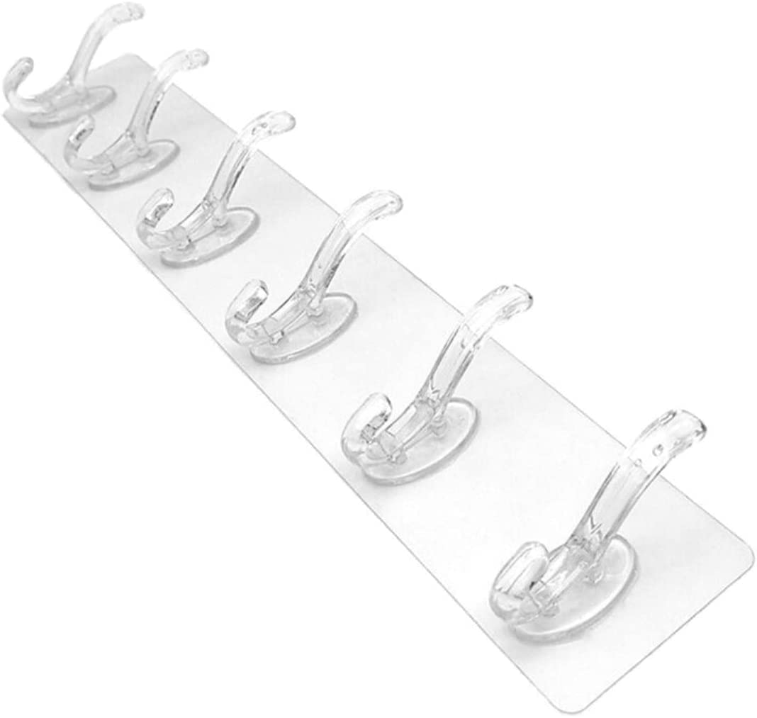 elyassin Hanger Silicone Flexible Adhesive Hanging 6 Hooks from Elyassin, 40 cm x 8 cm