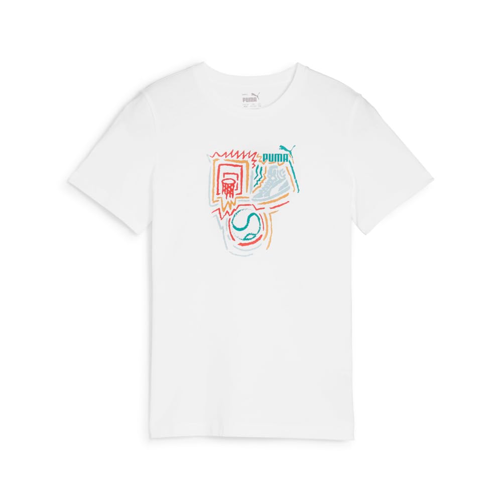 Puma Graphics Year Of Sports T-Shirt, 128 EU Size, White, 7 - 8Y
