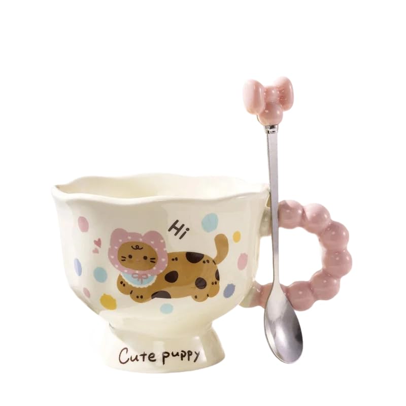 Next Store Stylish Cartoon Ceramic Mug 350ml Modern Coffee Tea Mug Souvenir Gift for Happy Occasions Home Office Use (Pink 2)