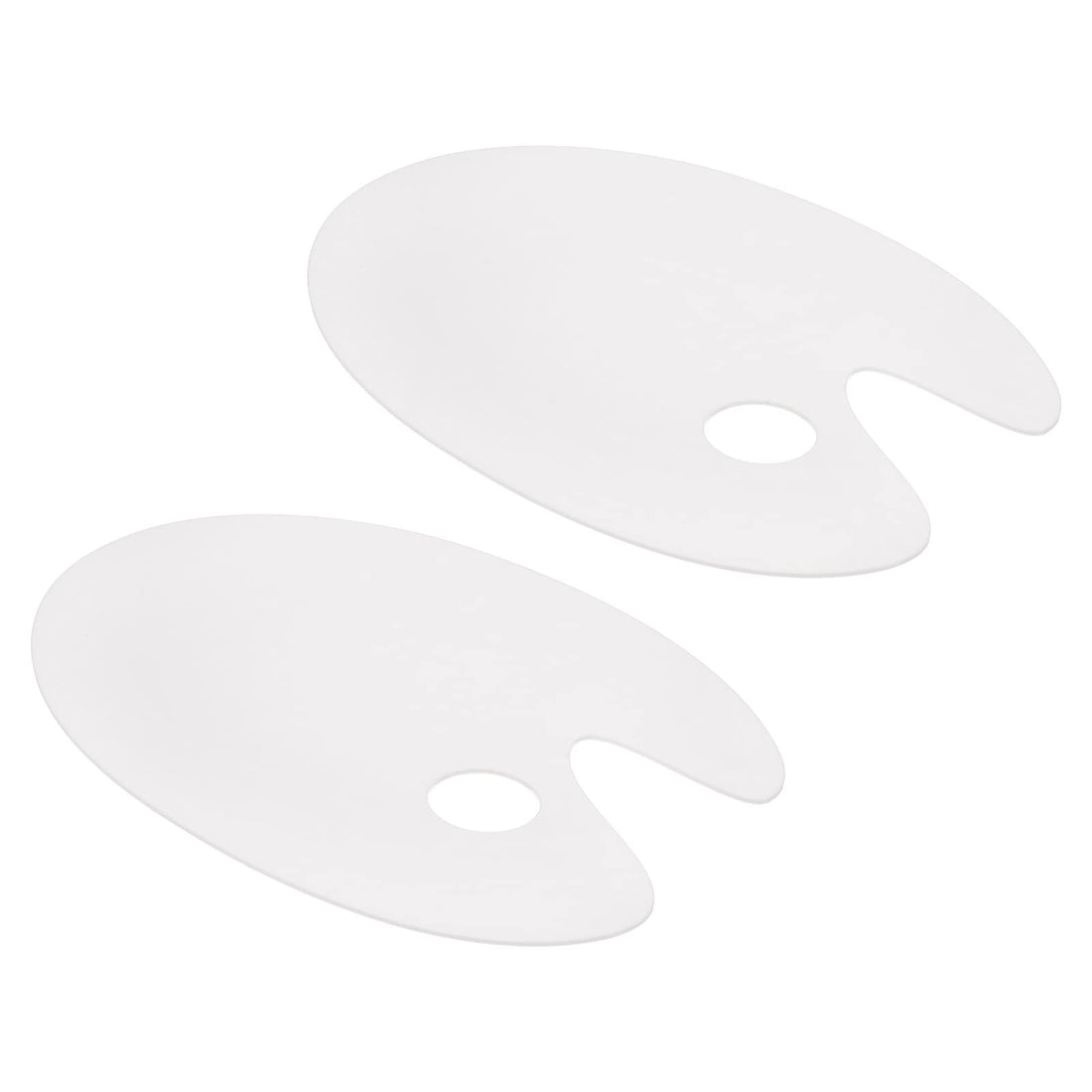 PATIKIL 8.7"x5.9" Paint Tray Palette, 2 Pack Oval Acrylic Paint Pallet with Thumb Hole for Watercolor Gouache DIY Art Craft Painting, White