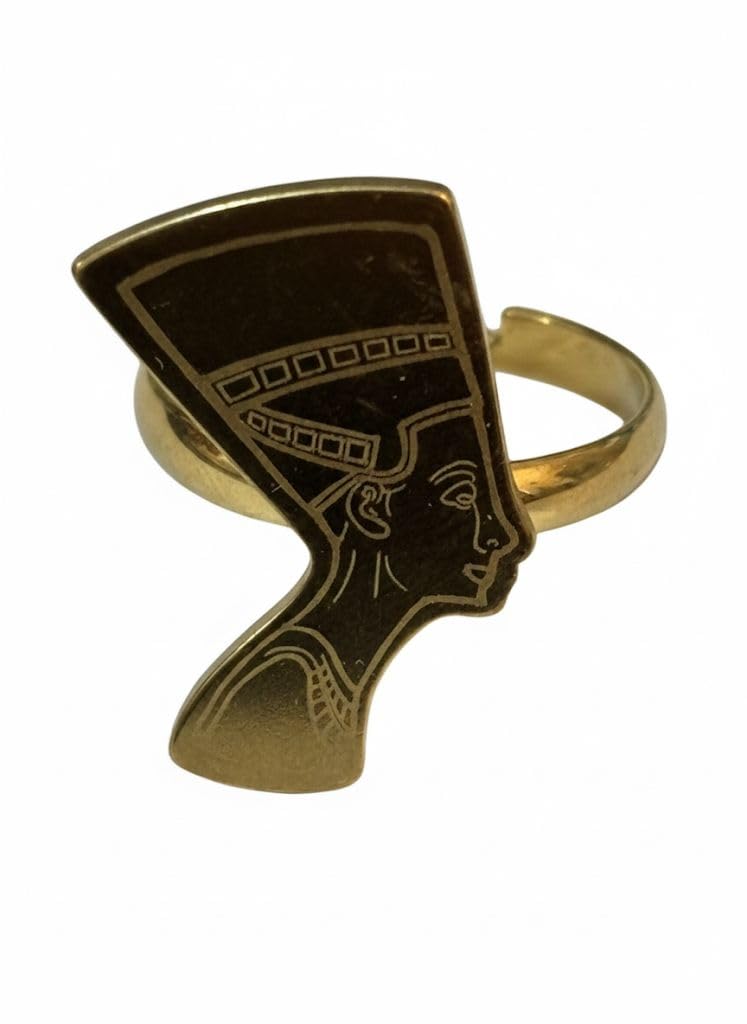 Gold Ring, Ancient Egyptian Design, Souvenir, Gold Stainless Steel Metal, Adjustable Ring, Pharaonic Jewelry-1pc