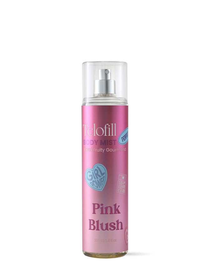 Telofill Pink Blush Body Mist, Fruity Floral Fragrance with Vanilla and Musk, 236 ML