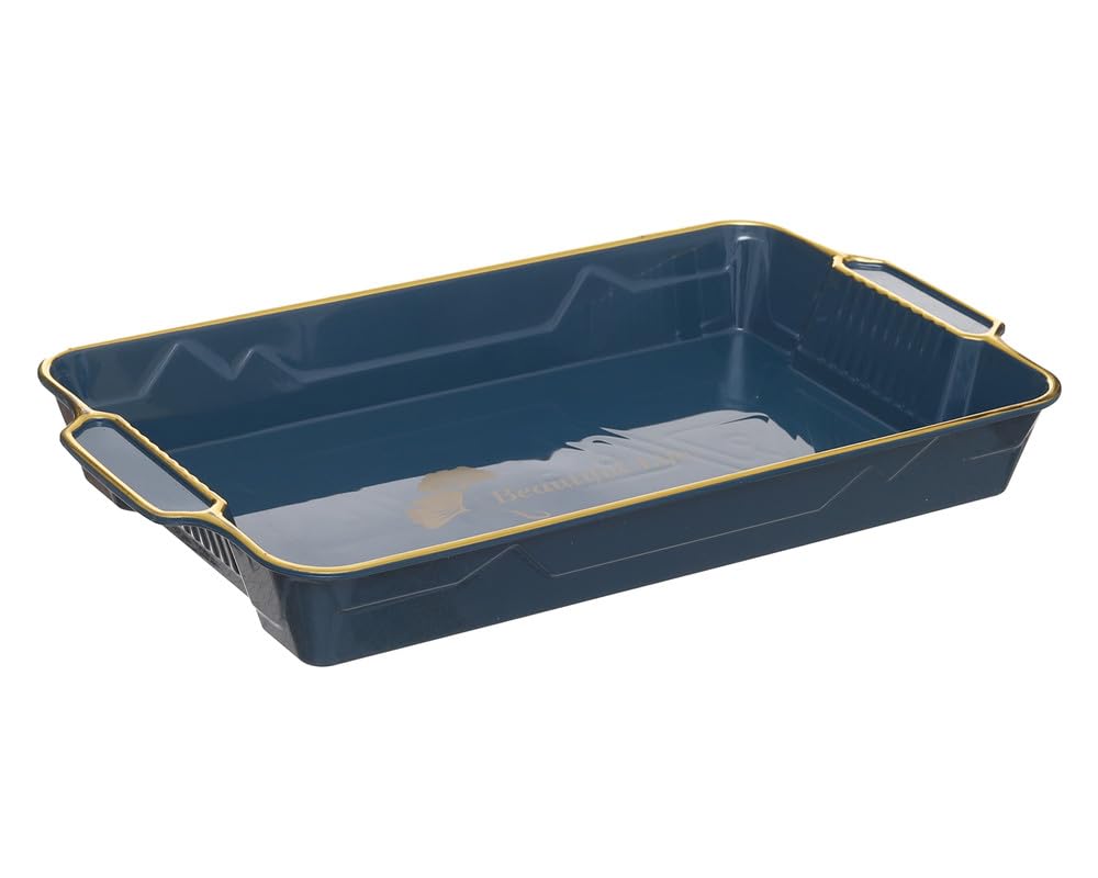 Plastic Rectangular Serving Tray For Serving Coffee, Snacks And Breakfast Size 28x18 CM Dark Green