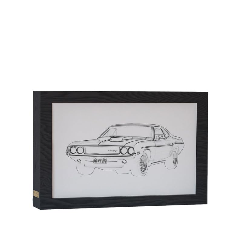 ART MOOD HOME Natural Wood 2 In 1 Photo Lighting Frame - Classic Dodge 20Cm X 15Cm Black Frame