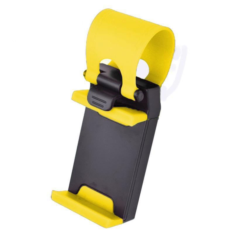 Car Steering Wheel Mobile Holder Just fit it on your steering and your phone can be part of all the buttons you use on your steering (Yellow)