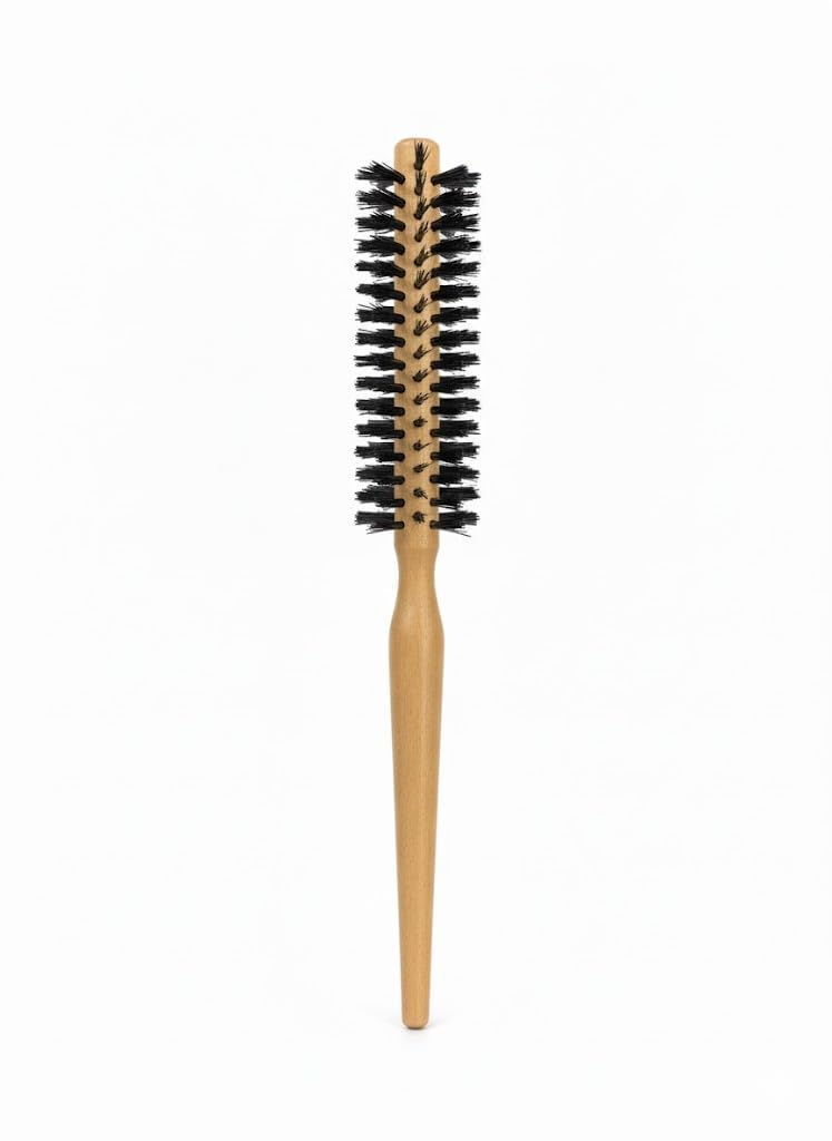 Round Brush Round Hair Brush, Natural Wooden Handle Styling Brush Blow Dry Brush Anti Static Roller Hairbrush for Men Women Straightening and Curling, Wet and Dry Hair-WOOD