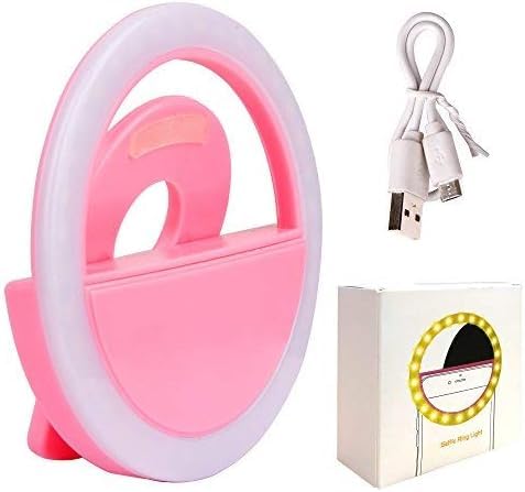 GVM Selfie LED Ring Light, Ring Light for Smartphones, 3 Levels with Adjustable Brightness for Smartphones (Pink)