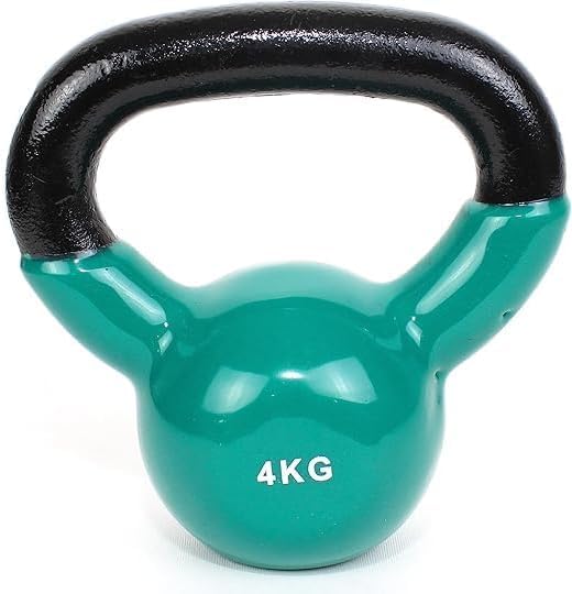 Generic Fitness Vinyl Coated Kettlebell, From Cast iron for Full Body Workout and Strength Training, for Weightlifting, & Core Training - Turquoise - 4KG