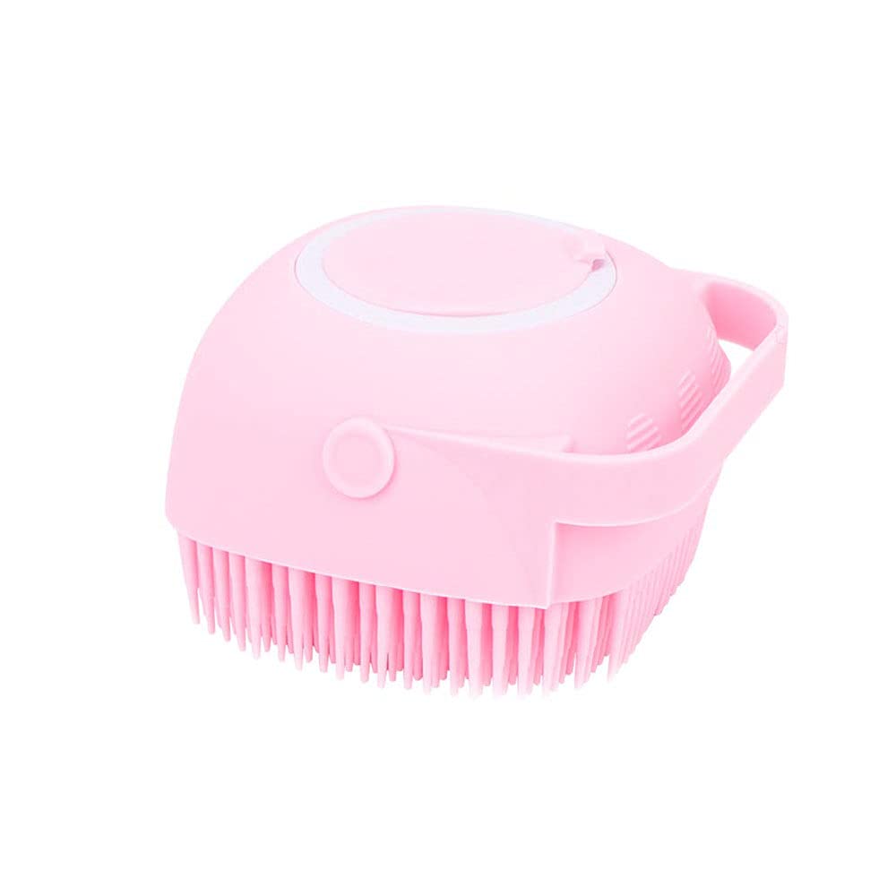 Alexyuk Silicone Massage Bath Brush, Soft Silicone Shower Brush Liquid Soap Dispenser, Body Wash Handheld Bath Scrubber, Hair Shampoo brush Cleaning Exfoliating for women Men Children Pet(Pink)