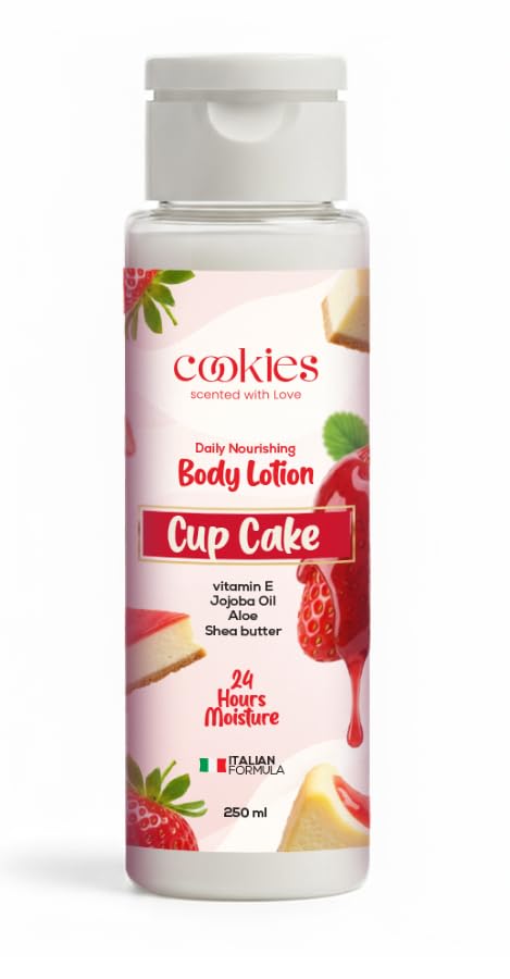 Cookies Daily Nourishing Body Lotion, Cup Cake Scent, with Vitamin E, Jojoba Oil, Aloe, Shea Butter, 24 Hours Moisture, 250 ml