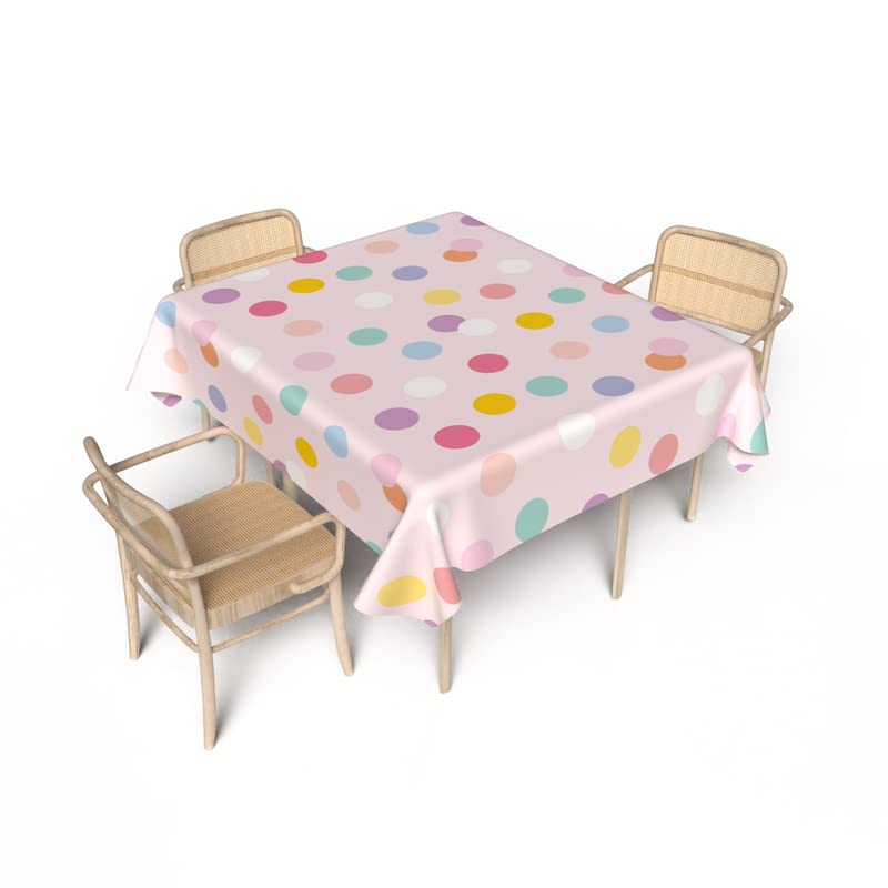 ART MOOD HOME Party Tablecloth Waterproof POLYESTER FABRIC Multi color 140W x 140L CM