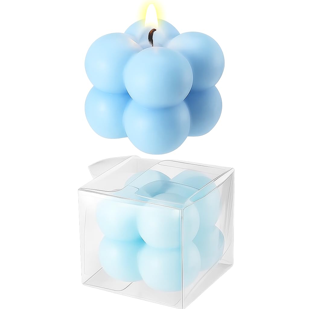 Mini Bubbles Scented Candles - Elegant Design in Multiple Colors - Perfect for Baby Shower and Souvenirs - Set of 6 (Blue)