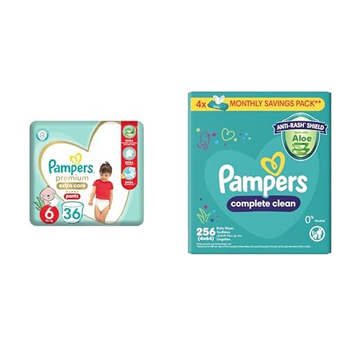 Pampers Premium EXTRA CARE Pants, Size 6, 16+ Kg, with lotion with aloe vera, 36 diapers. +Wipes