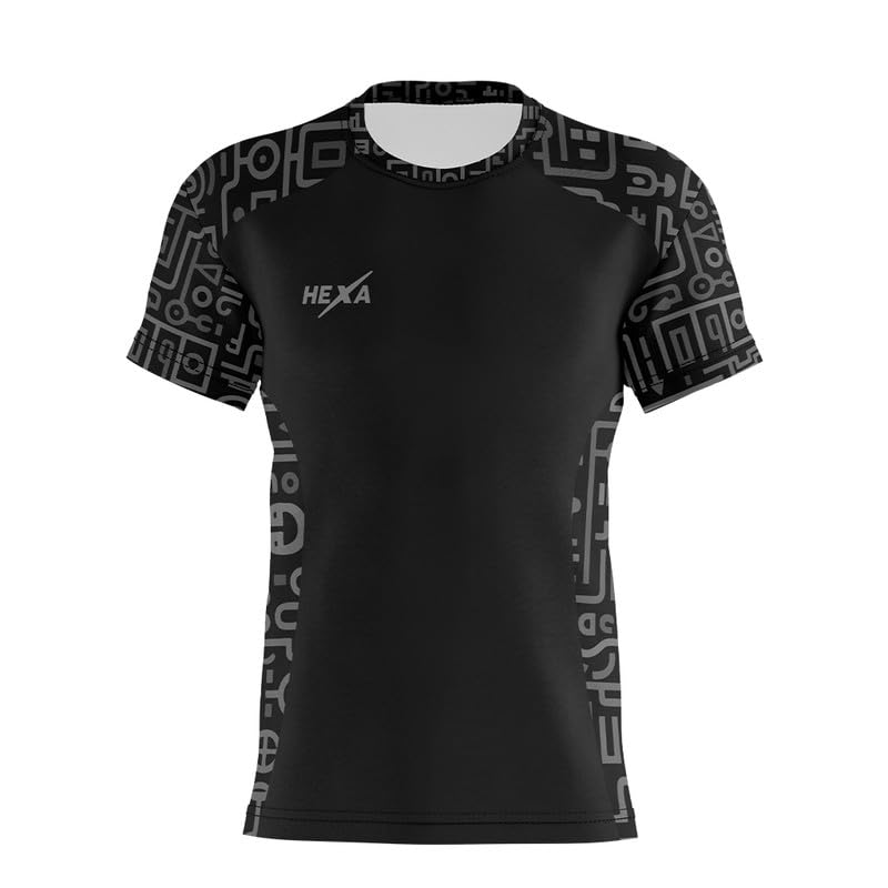 HEXA Target 242 T-Shirt for Men & Women - Distinctive Digital Print Design - Dry-Fit, Anti-Bacterial, Polyester -