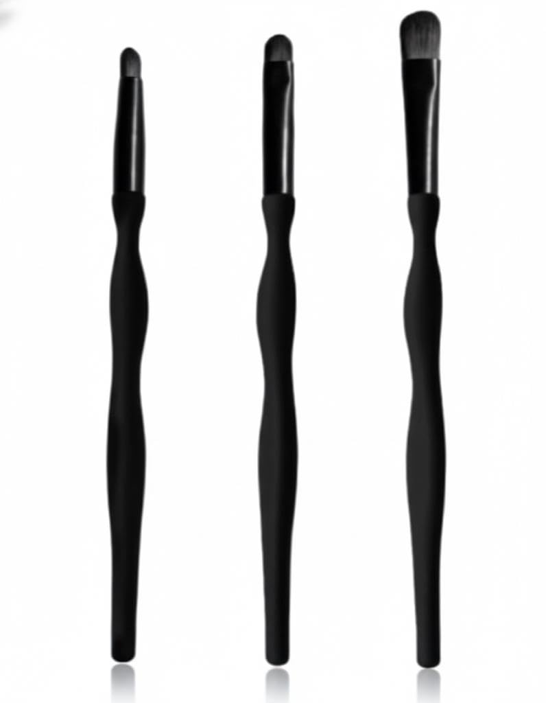 3 Piece Eyebrow Brush & Eyeshadow Makeup Brush Set With Soft Synthetic Hairs & Real Wood Handle for Eyeshadow, Eyebrow, Eyeliner, Blending
