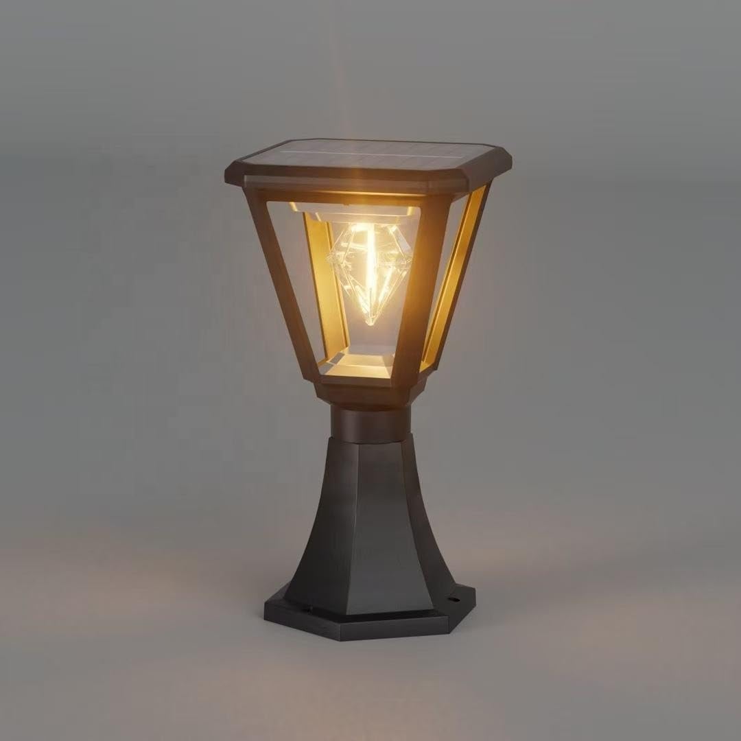 LED Solar Garden Light, Waterproof Outdoor Lighting, Classic Pole Design, Black, with Built-in Solar Panel for Pathway Patio