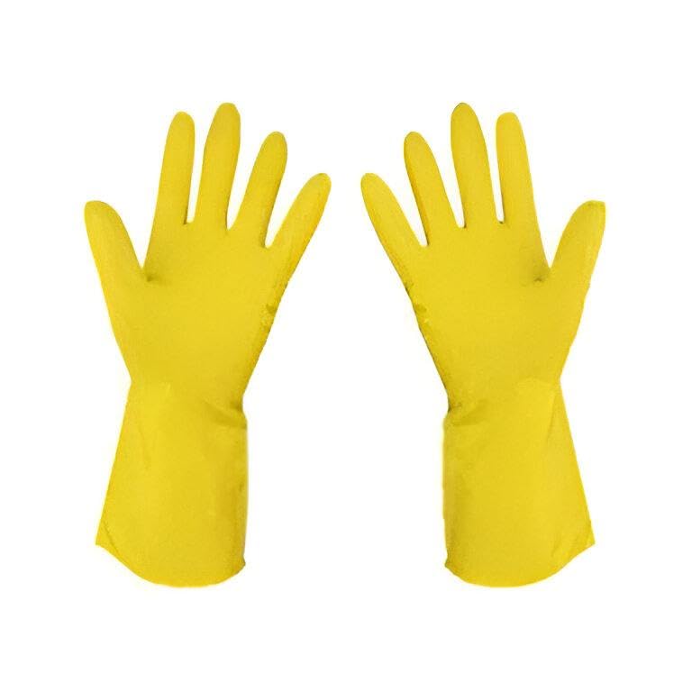 Yellow Rubber Gloves - Durable stretch gloves designed for dishwashing and hand safety, non-slip grip, comes in a pair for daily use