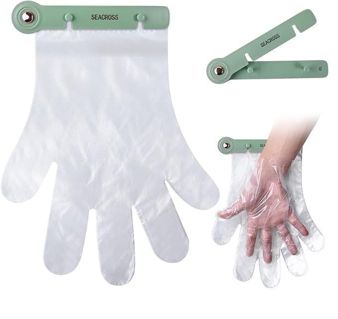 Kitchen Disposable Gloves and Glove Holder, One Hand Wear, Cooking Gloves, Thickened, Plastic Disposable Food Safety Gloves