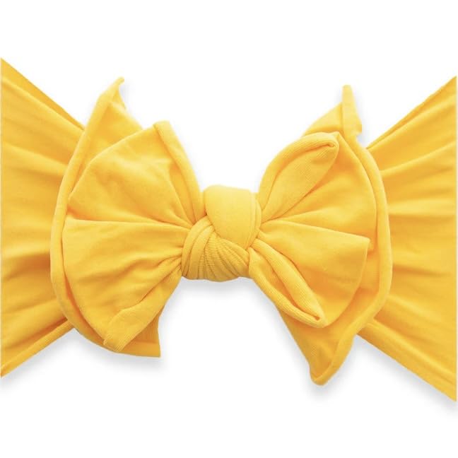 Baby Hair Bow Elastic Fabric Big Bow Yellow Soft Hair Band for Girls