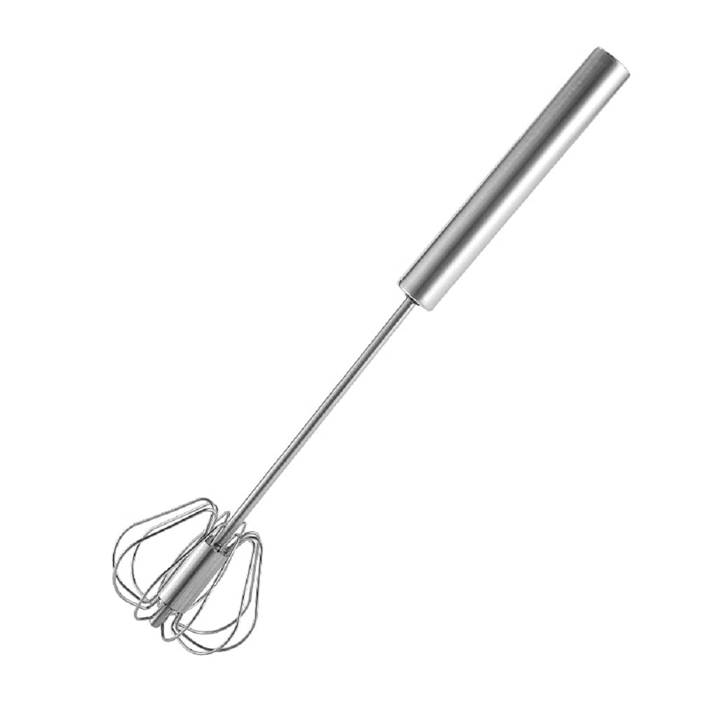 Stainless Steel 14inch Balloon Whisk, Hand Push Whisk Mixer & Milk Frother, Silver