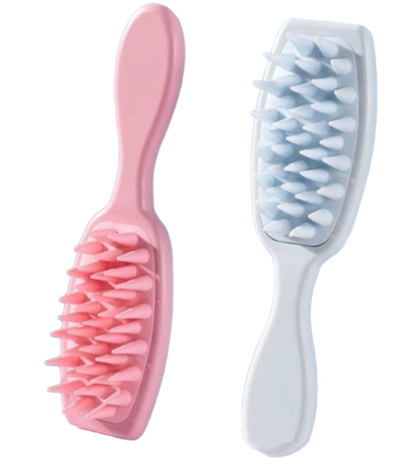 Hair Brush with Soft Silicone Bristles, Comfortable Grip Massage Brush, Detangling Wet Hair and Scalp Massage