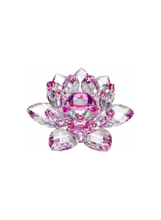 Julia Store Clear Crystal Lotus, Sparkle Crystal Flower, Hue Reflection, Glittering, Peace, Purity, Good Fortune,Wisdom,Feng Shui Ornaments,Home Decor,Party,Photography (5.5"/14cm, Pink)