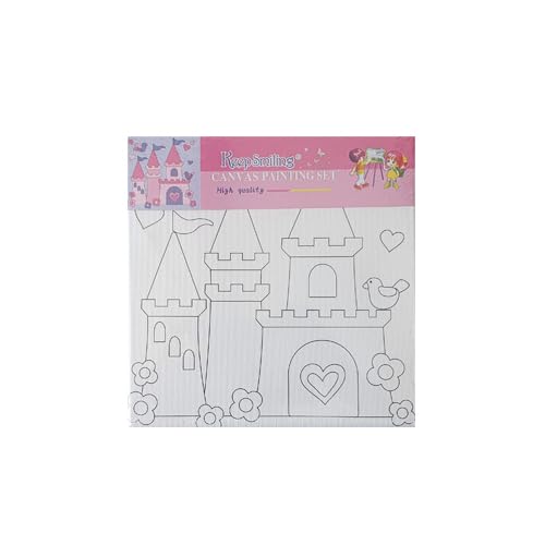 Keep Smiling Castle Design Canvas Drawing Board, 20 cm x 20 cm Size