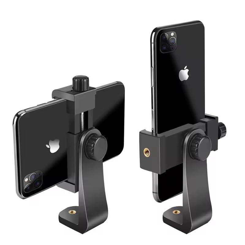 GQ Smartphone Holder Phone Tripod Mount Compatible with iPhone 16 Sam-sung Galaxy S24 S25 Ultra, Cell Phone Clip Vertical Bracket Adapter for Tripod with 1/4" Screw For IPhone, Android Cell Phone