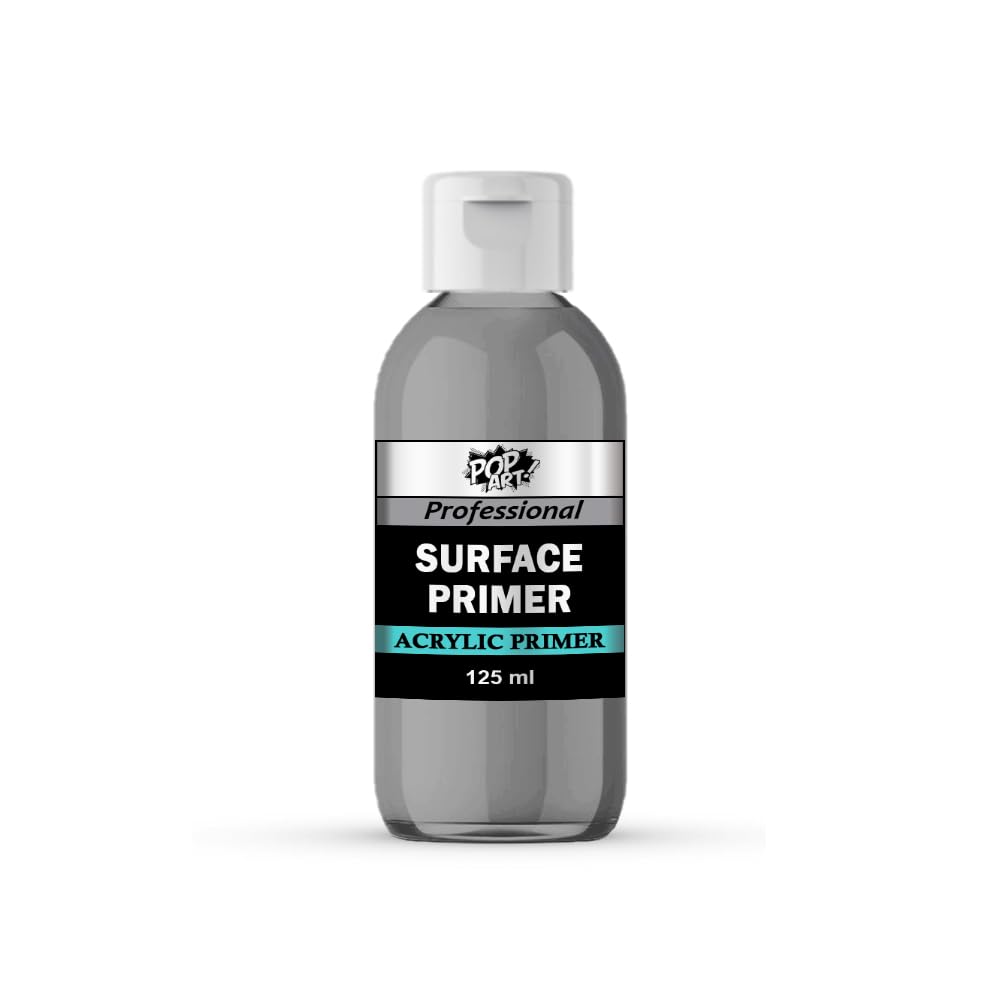 POP ART Acrylic Surface Primer Gesso 125 ml – Fast-Drying White Primer for Miniatures, 3D Prints & DIY Projects – Smooth Matte Finish, Excellent Adhesion & Paint Grip (Grey)