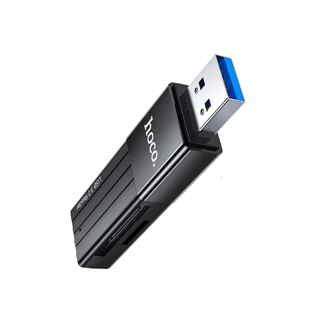 Hoco HB20 - Mindful 2-in-1 USB3.0 Card Reader, Support TF/SD Card, Compatible With Windows And Mac OS - Black