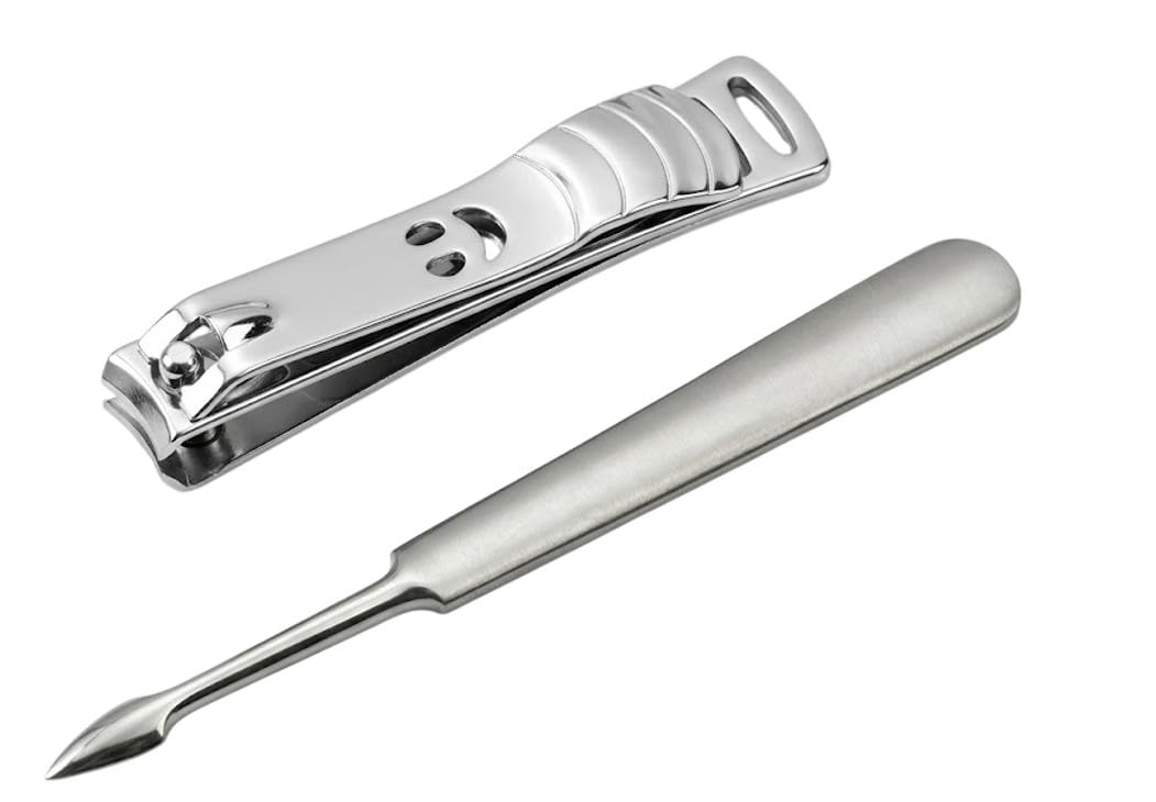 Nail set -NAIL Clippers Set,Sturdy Stainless Steel Toenail and Fingernail Clipper Cutters + Manicure Tools - Nail Cleaner & Cuticle PusherStainless Steel - hand finished in Solingen