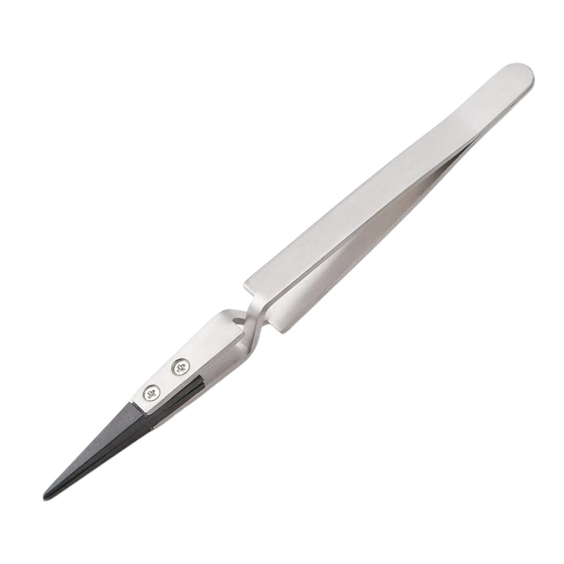 (1Pcs) Precision Reversed Stainless Steel Tweezer with Ceramic Black Tip | Model ST-12 | ST-12 Reversed Stainless Steel Tweezer Ceramic Black Tip | Durable construction | Easy