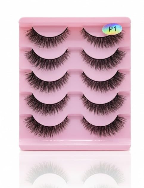 Cat Eye Lashes 5PAIRS - Natural Eyelashes Short Wispy Lash Strips Volume False Eyelash Cateye - (P12)
