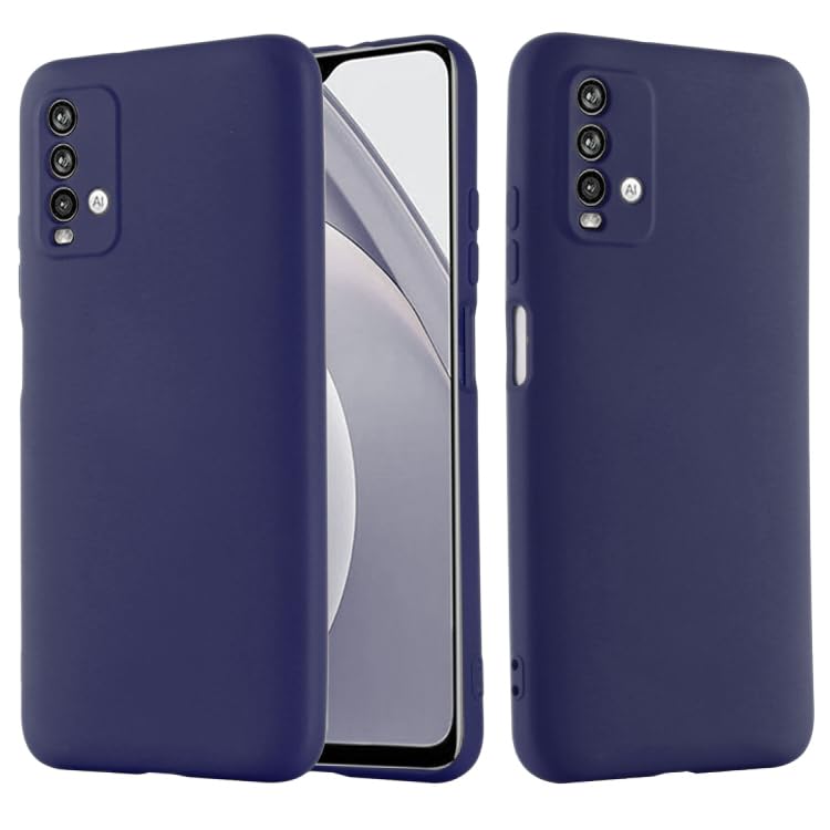 Silicone Case Compatible with Redmi 9T Soft Silicone Gel Rubber Shockproof Cover Matte Finish with Cloth Inner Lining (Navy)