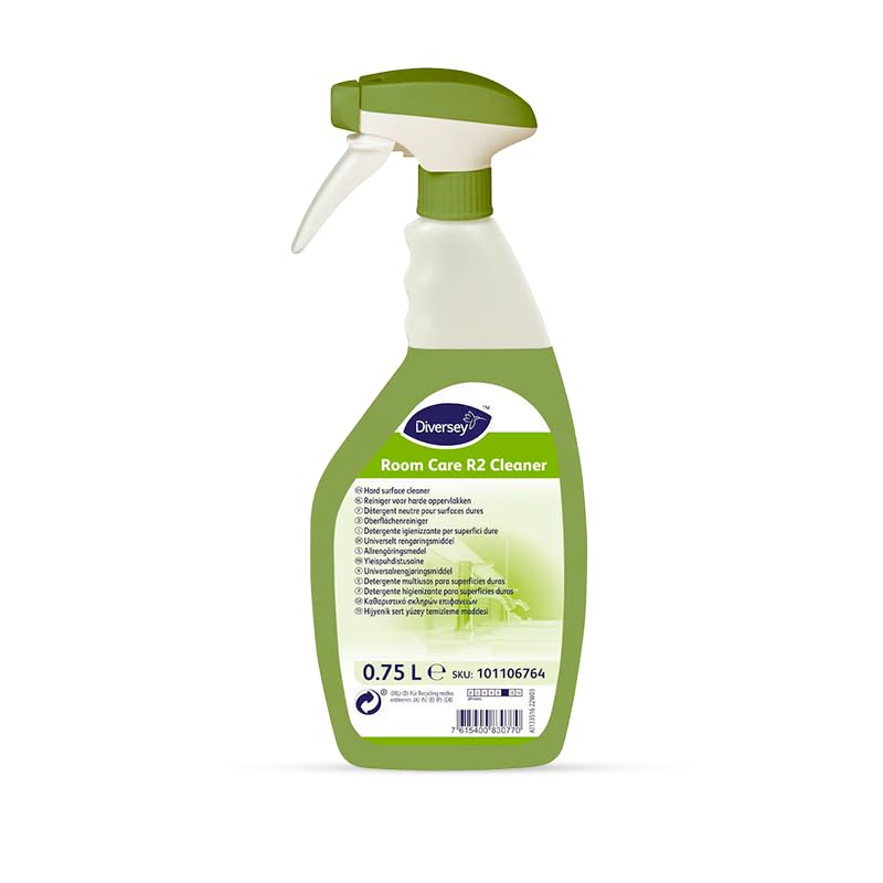 Diversey Room Care R2 – Professional Hard Surface Cleaner & Disinfectant (750ml) – Trusted by Hotels, Protects Families, Kills Harmful Germs, Fresh Fragrance