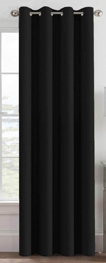 Artex Blackout Curtains - Thermal Insulated Grommet Curtains for Living Room/Bedroom- 1 Panel Beige 140W x 260H CM, Polyester (Black)