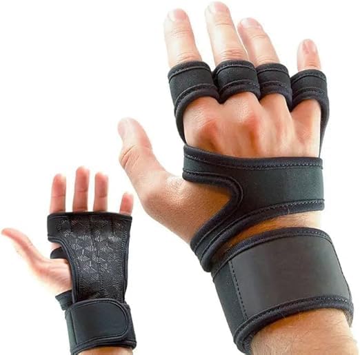 Year Guanti Gym Full Protection Wrist Support Powerlifting Training Gloves for Men Women (XL), Black