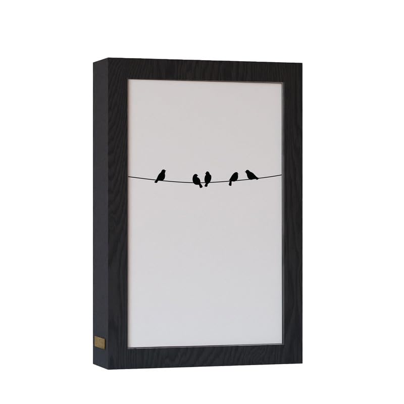 ART MOOD Home Natural Wood 2 In 1 Photo Lighting Frame - Birds On Wire 20Cmx 15Cm Black Frame