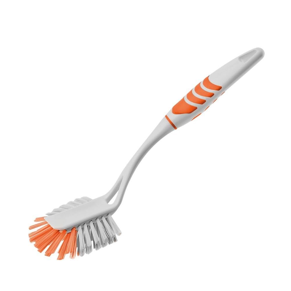Lux Sink and Dish Brush with Ergonomic Handle, Soft Durable Bristles for Kitchen Cleaning – 29.3 Cm (Orange)