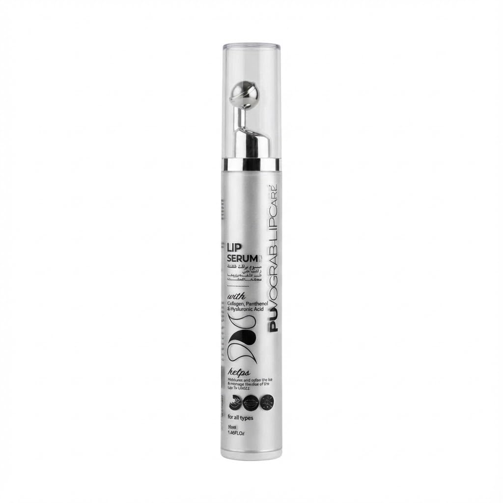 Moisturizing Lip Care Serum for Dry and Cracked Lip Care Rich in Collagen, Hyaluronic Acid, Panthenol for All Skin Types, Smooth Feel, Intense Nourishment, with Roller Massage Head