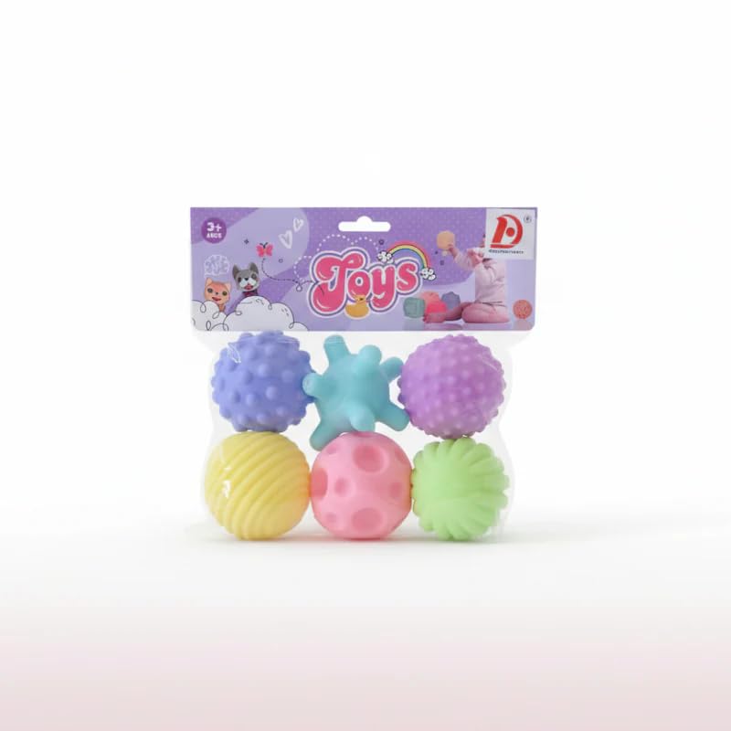 Baby Sensory Textured Balls Toy Set, Soft Multi-Coloured Tactile Play Balls, 6 Pieces, Ages 3+