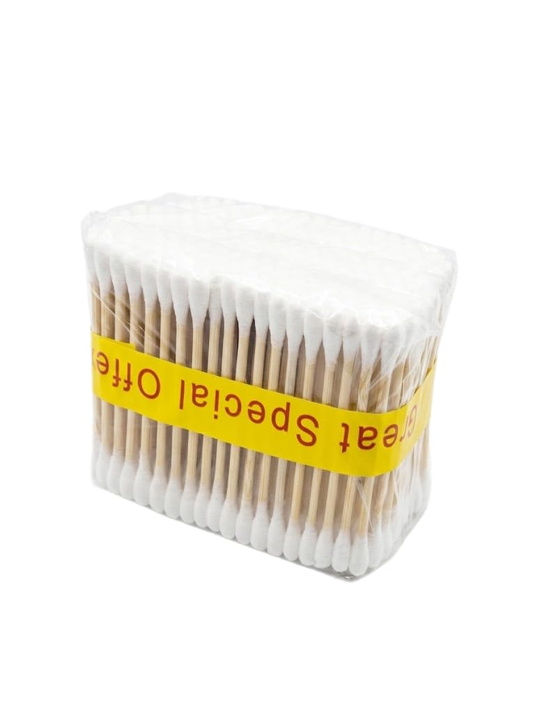 100 Pcs Cotton Swabs Double Head Wooden Stick Ear Care Makeup Remover Wound Cleaning 3 Bucket