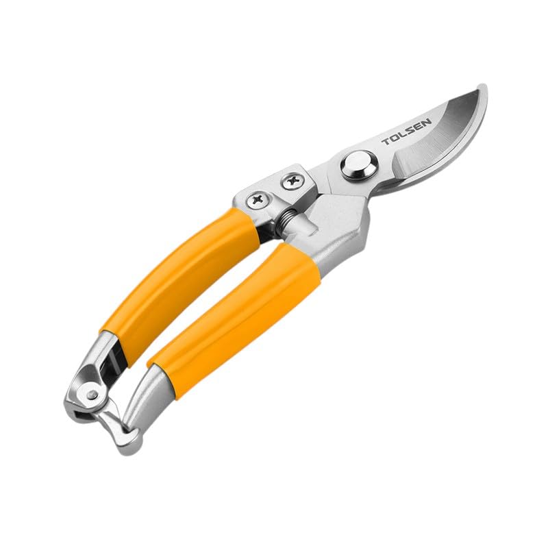 Tolsen Bypass Pattern Pruning Shears, 8 Inch, Orange and Silver