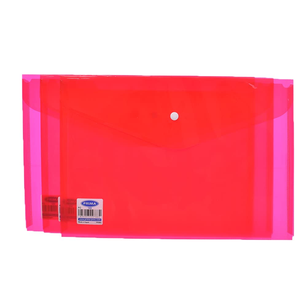 Prima. FC-180 Transparent Envelope Folder with Capsule Pack of 3 Pieces - Red Transbirnt