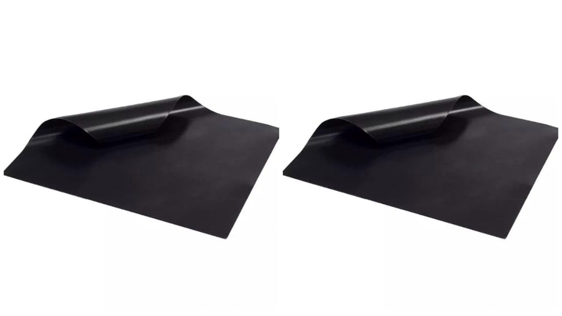BBQ Grill Mat Teflon Fibre – Non-Stick Reusable Barbecue & Oven Mat Sheet – Heat Resistant Up to 260°C – Black Grill & Oven Liner for Healthy – 400x330mm (One Pack (2 pieces))
