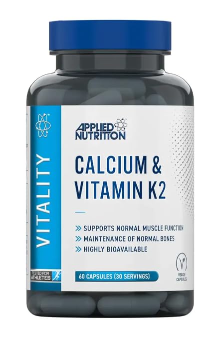 Premium Vital Calcium + Vitamin K2 (MK-7) - 60 Capsules - with Practical Pill Box - Skeletal & Heart Rhythm Matrix - Bone Density Shield - Non-GMO - High Bio-Integrity Formula