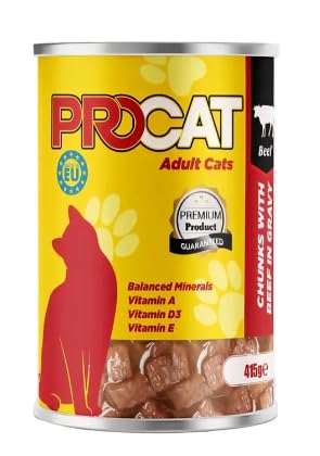 Pro Cat Wet Food For Adult in Chunks in Gravy with Beef 415G